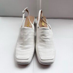 Size 14 Women’s Square Toe YDN Loafer Slingback Shoe White